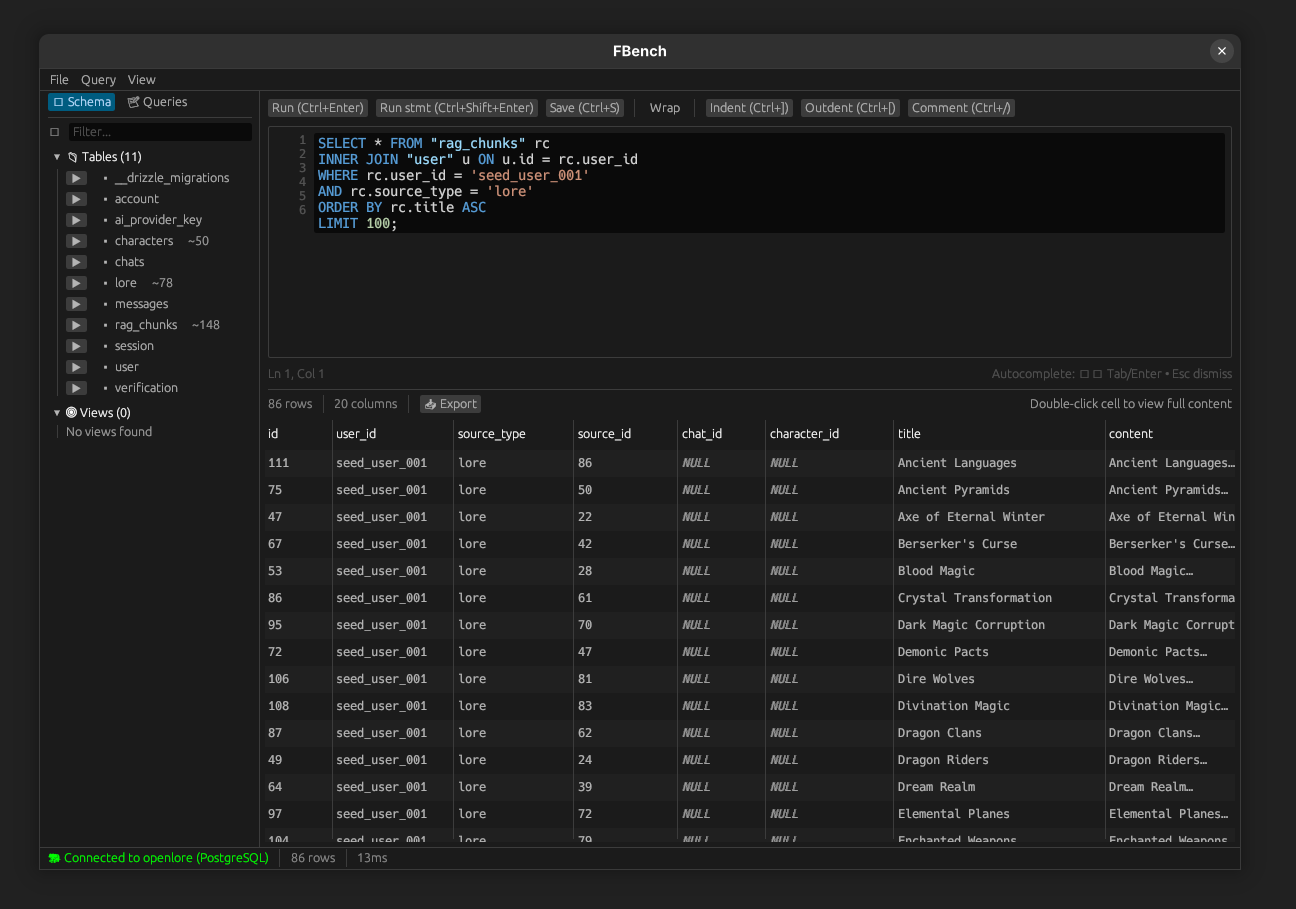 FBench Schema Browser